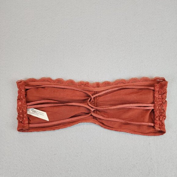 Free People Intimately FP Copper Lace Criss Cross Strappy Bra Bandeau UNpadded M - Picture 4 of 10